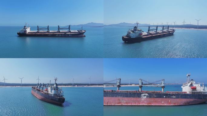 海上货轮运输航拍 搁浅布鲁威斯号