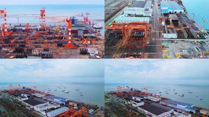 4K60帧海阳城市风光建设中的海阳港口