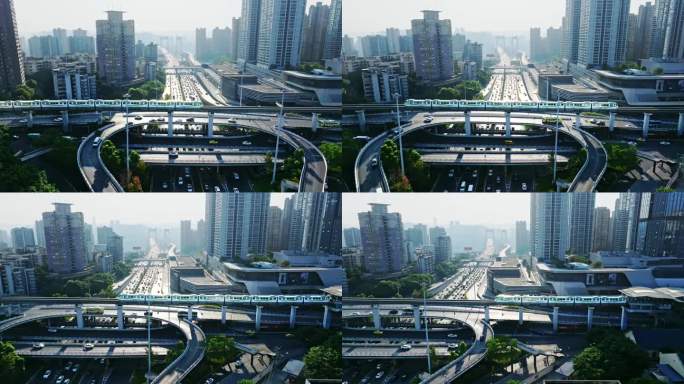 城市高架交通航拍 鹅公岩大桥