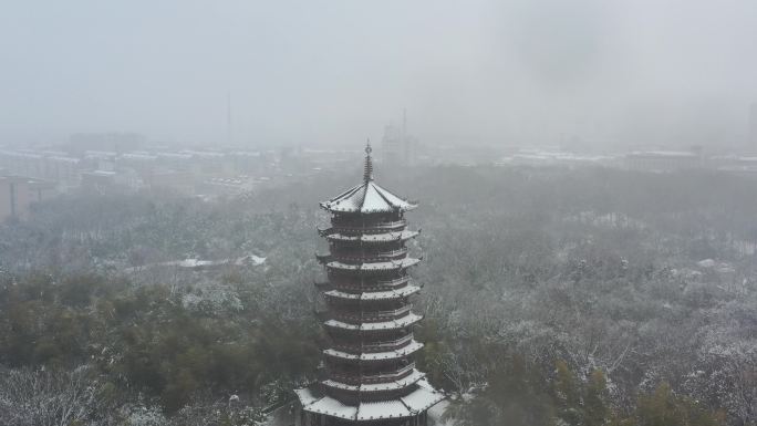 滁州全椒笔锋塔雪景航拍