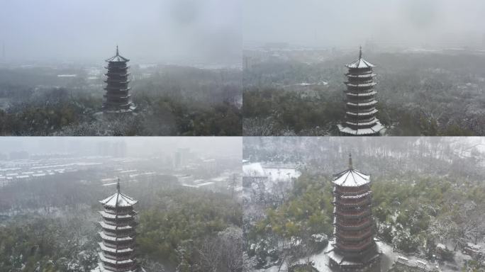 滁州全椒笔锋塔雪景航拍