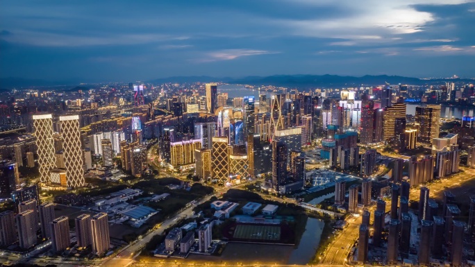 杭州市城市地标建筑航拍延时合集