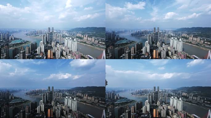 重庆来福士背面固定延时 重庆城市风光鸟瞰