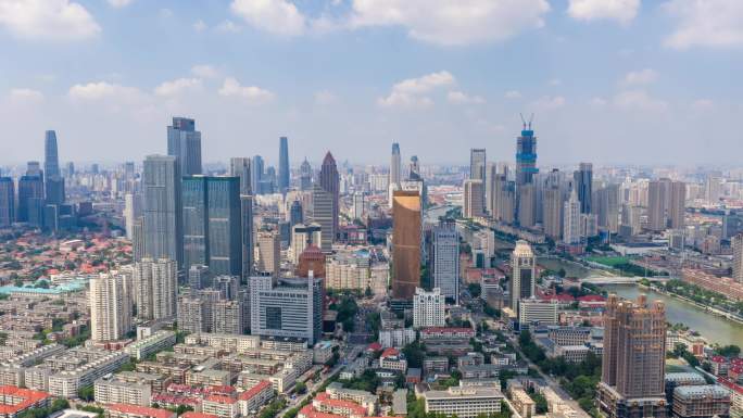 【4K航拍延时】天津城市大景小白楼延时