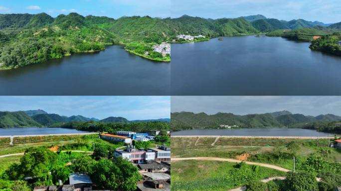广西陆川县陆透水库大坝航拍景观