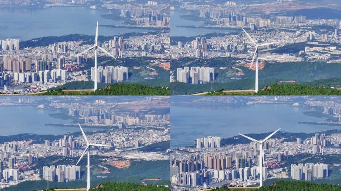 大理者摩山风车大理大景 城市风力发电