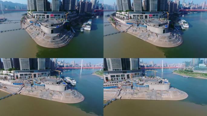 重庆朝天门正面环绕 重庆城市滨江风貌