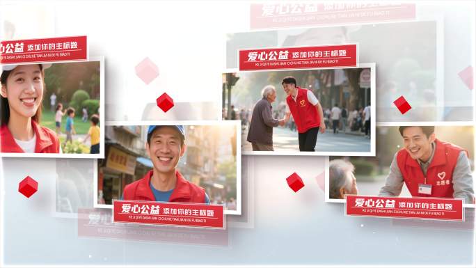 暖色调温馨爱心公益图片展示ae模板包装