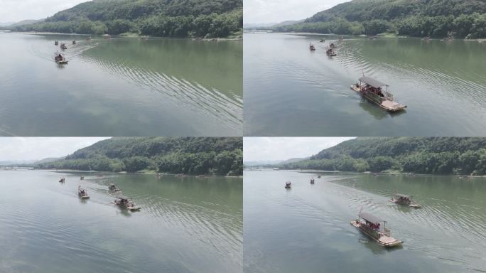 漓江竹筏漂流山水风光