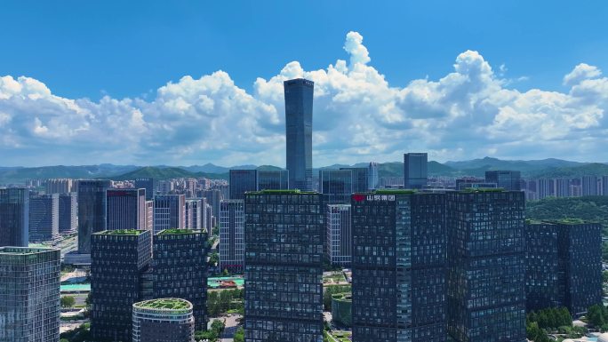 济南航拍汉峪金谷软件园凯宾斯基中泰证券