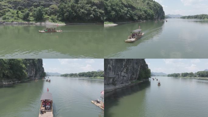 漓江竹筏漂流山水风光