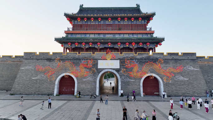 张北县地标揽胜楼航拍延时