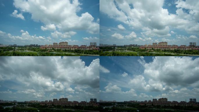 免费城市建筑与天空云朵景观