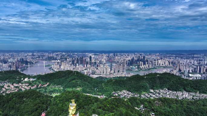 重庆城市渝中半岛来福士风光航拍延时摄影