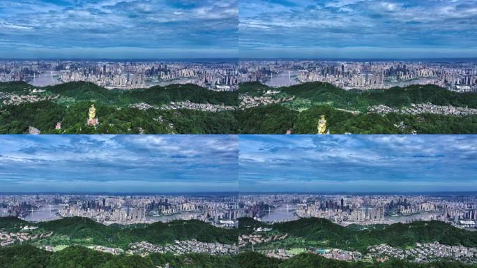 重庆城市渝中半岛来福士风光航拍延时摄影