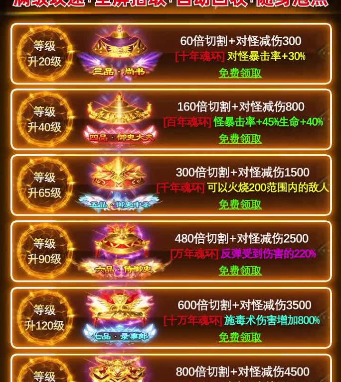 传奇传世领斗笠等级海报面板 游戏福利海报