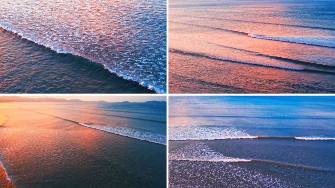 航拍海水 升格慢动作海浪 金色海浪 大海