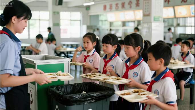 学校食堂就餐场景学生饮食健康