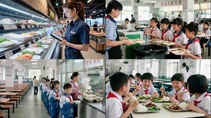 学校食堂就餐场景学生饮食健康