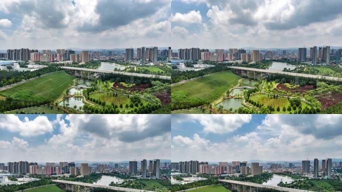 6K晋城市开发区大气航拍延时摄影