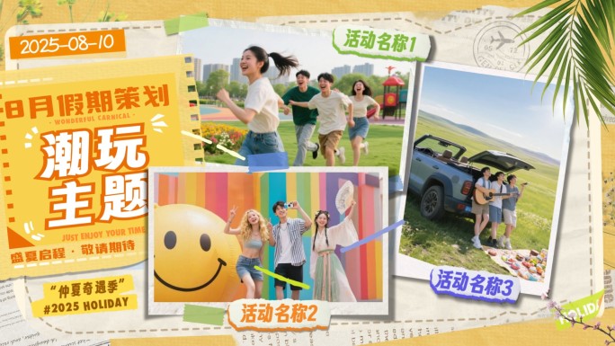 综艺旅行拼贴风活动花絮多图文快闪模板