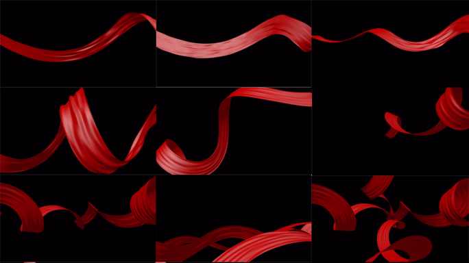 【原创】20款4K红色丝绸飘带透明素材包