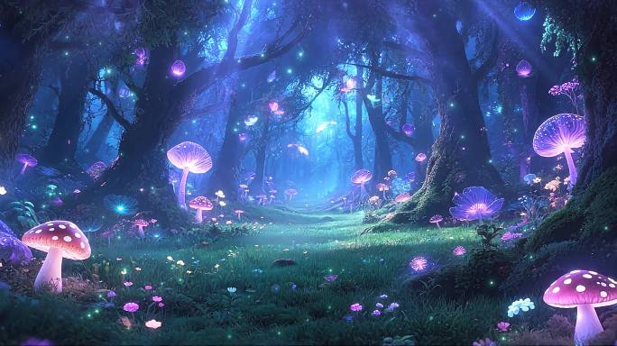 唯美梦幻花森林_晚会背景全息投影童话世界