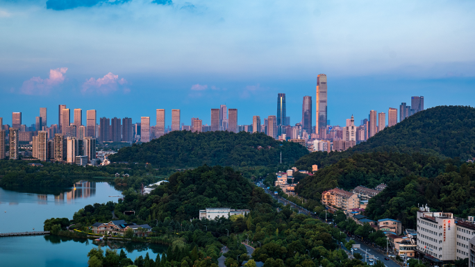 西湖公园国金中心延时