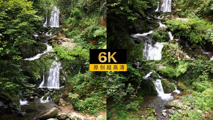 6K60帧——雾气缭绕大山深处的瀑布溪流