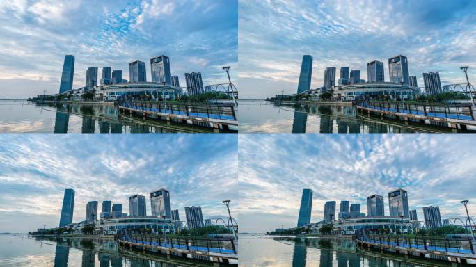 4k宜兴城东商业圈蓝天白云城市延时空镜