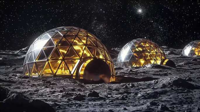 月球基地穹顶建筑群