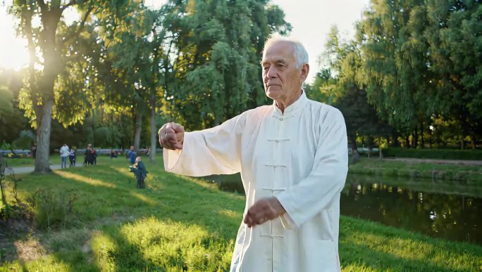 老人打太极 老人运动