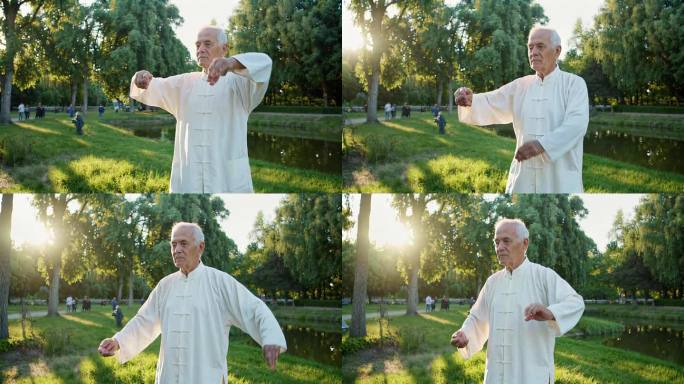 老人打太极 老人运动