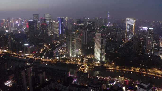 成都城市地标建筑夜景航拍1