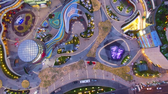 成都现代城市建筑群白天楼群街道航拍2
