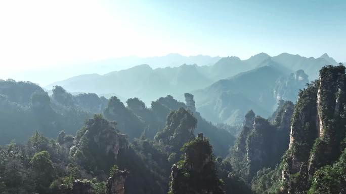 张家界武陵源自然风光航拍4k