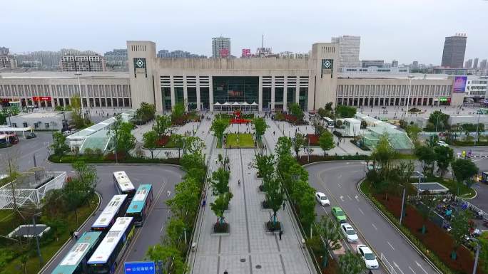 航拍安徽合肥瑶海区火车站胜利路胜利广场