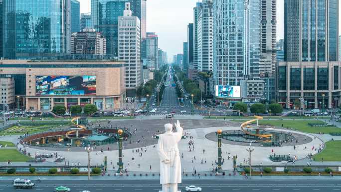 成都天府广场城市景观航拍