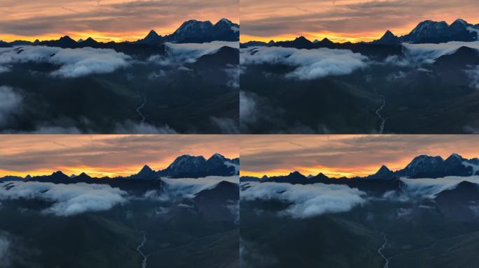 4K云雾缭绕的雪山日出 贡嘎群峰