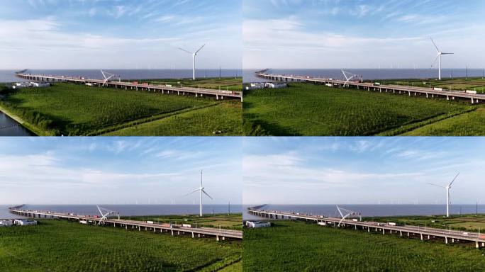 实时 / 东海大桥上汽车的鸟瞰图