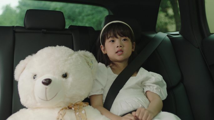 女孩与泰迪熊的公路旅行
