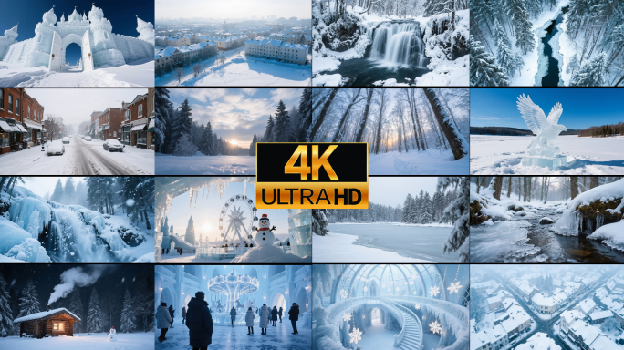 冰雪世界梦幻雪景冬日航拍