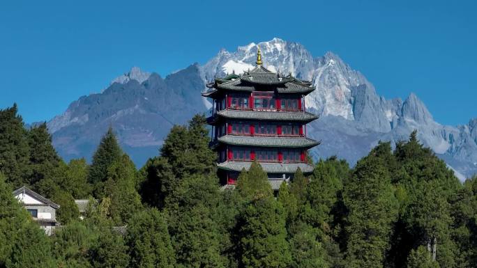 丽江古城航拍空镜
