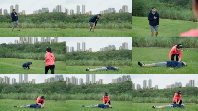 男人突发心梗心脏病低血糖昏倒急救脑梗急救