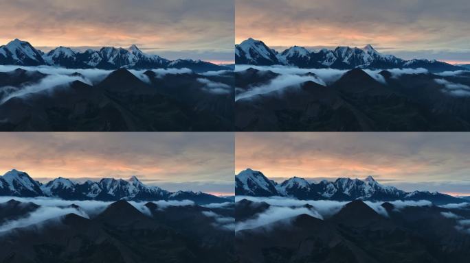 4K云雾缭绕的雪山日出 贡嘎群峰
