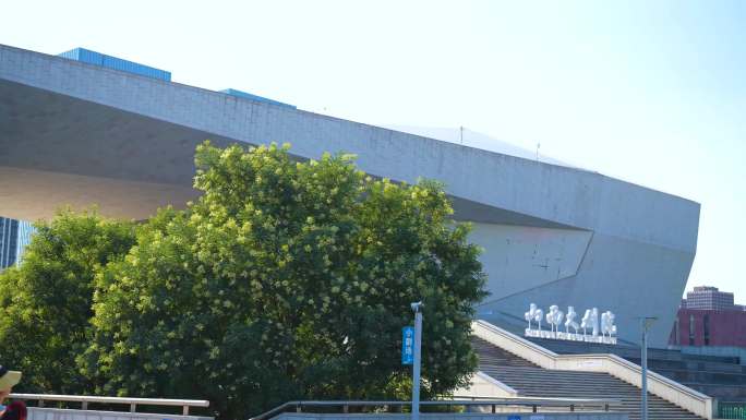 山西大剧院城市风光 现代建筑地标景观