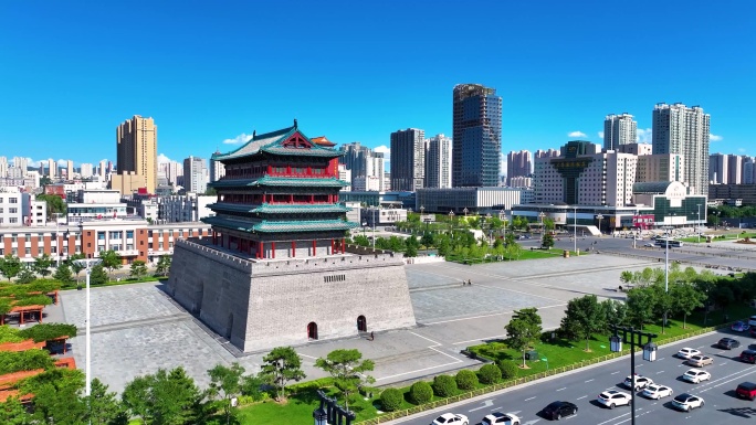 城市地标建筑风光 山西太原天一宫