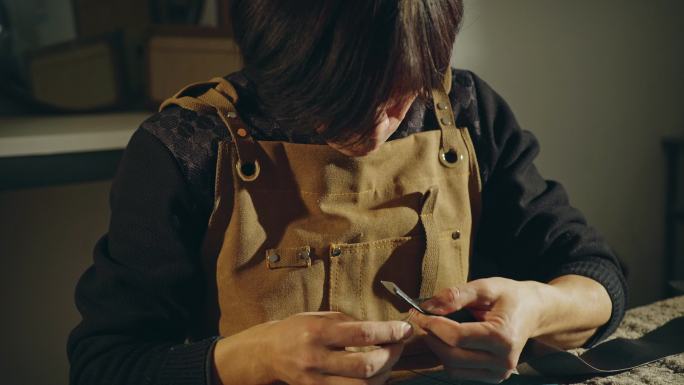 手工皮匠手工皮具制作多镜头合集（4K）