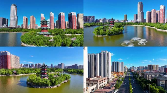 城市湖畔公园风光 迎泽公园