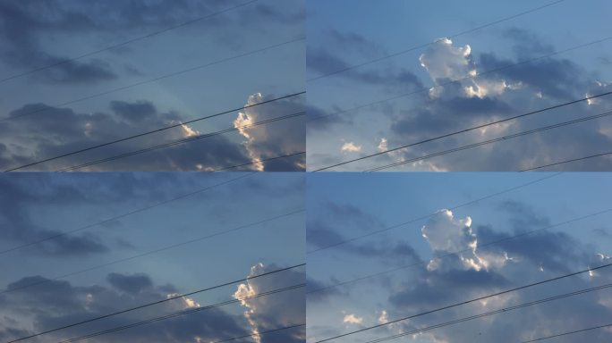 蓝天白云电线交织